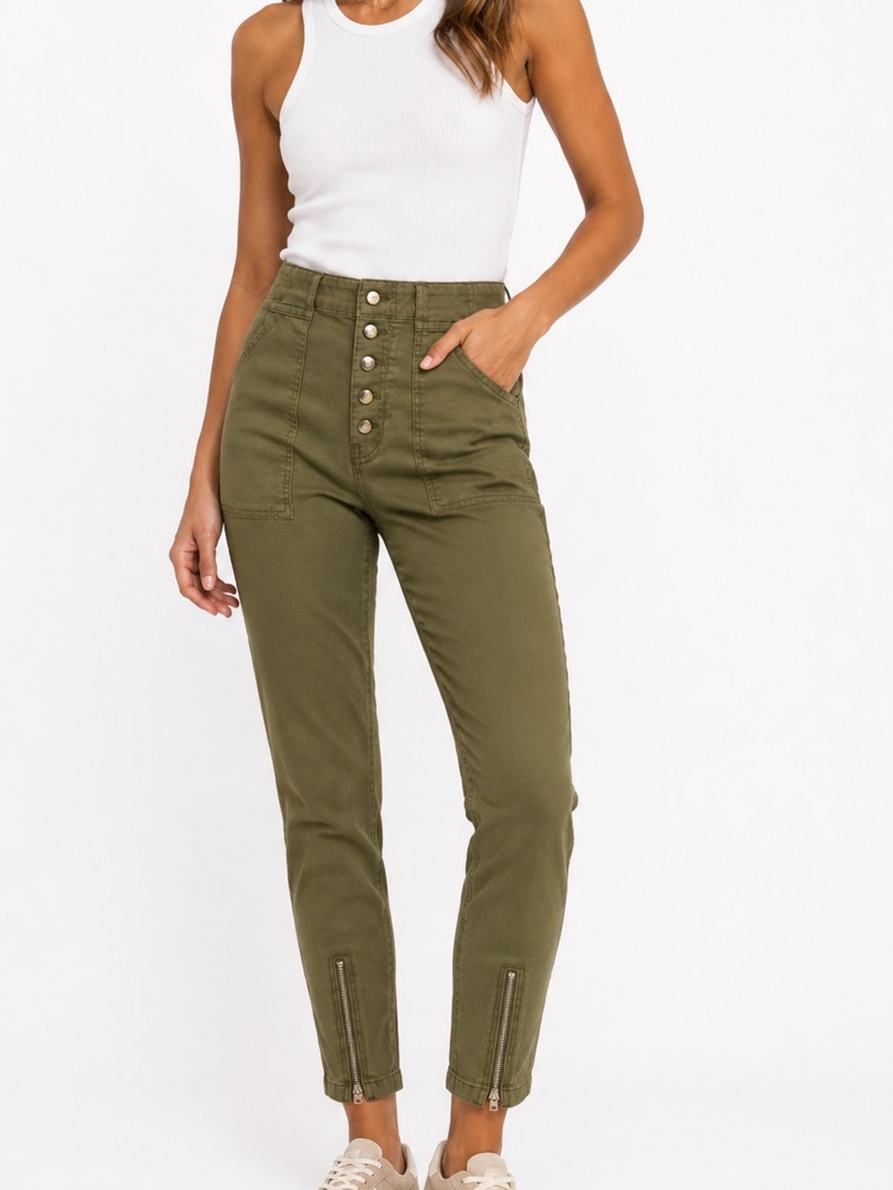 A.L.C Cropped Skinny Button Fly Pants